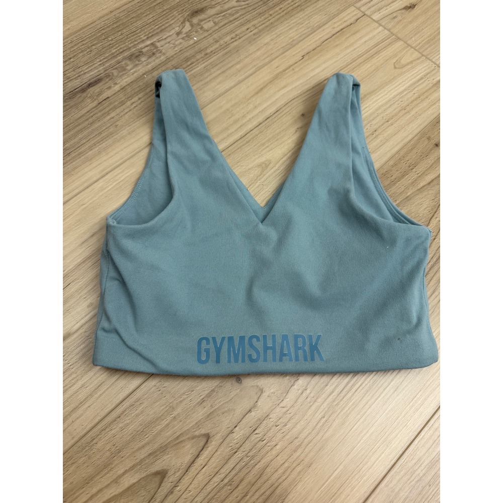 Gymshark Womens V Neck Sports Bra Crop Top Teal Blue Athleisure Workout XS - Picture 3 of 6